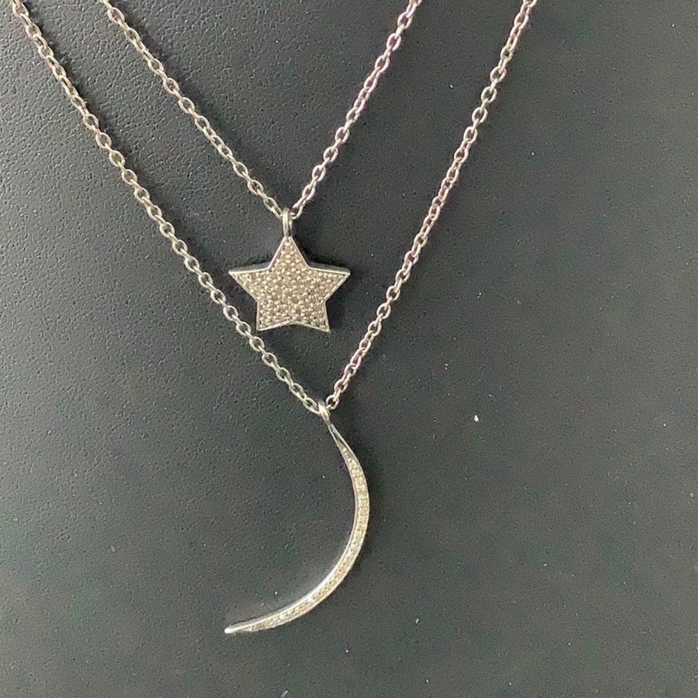 Adornina Sterling Silver Orion Black Spinel Star &